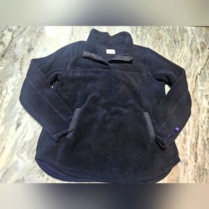 TS Black Sherpa Fleece Snap Pullover Sweatshirt Size Medium